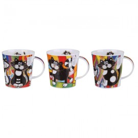 Набор кружек Dunoon "Чёрно-белые коты.Ломонд" 320мл, 3шт, Фарфор костяной, Dunoon, Великобритания