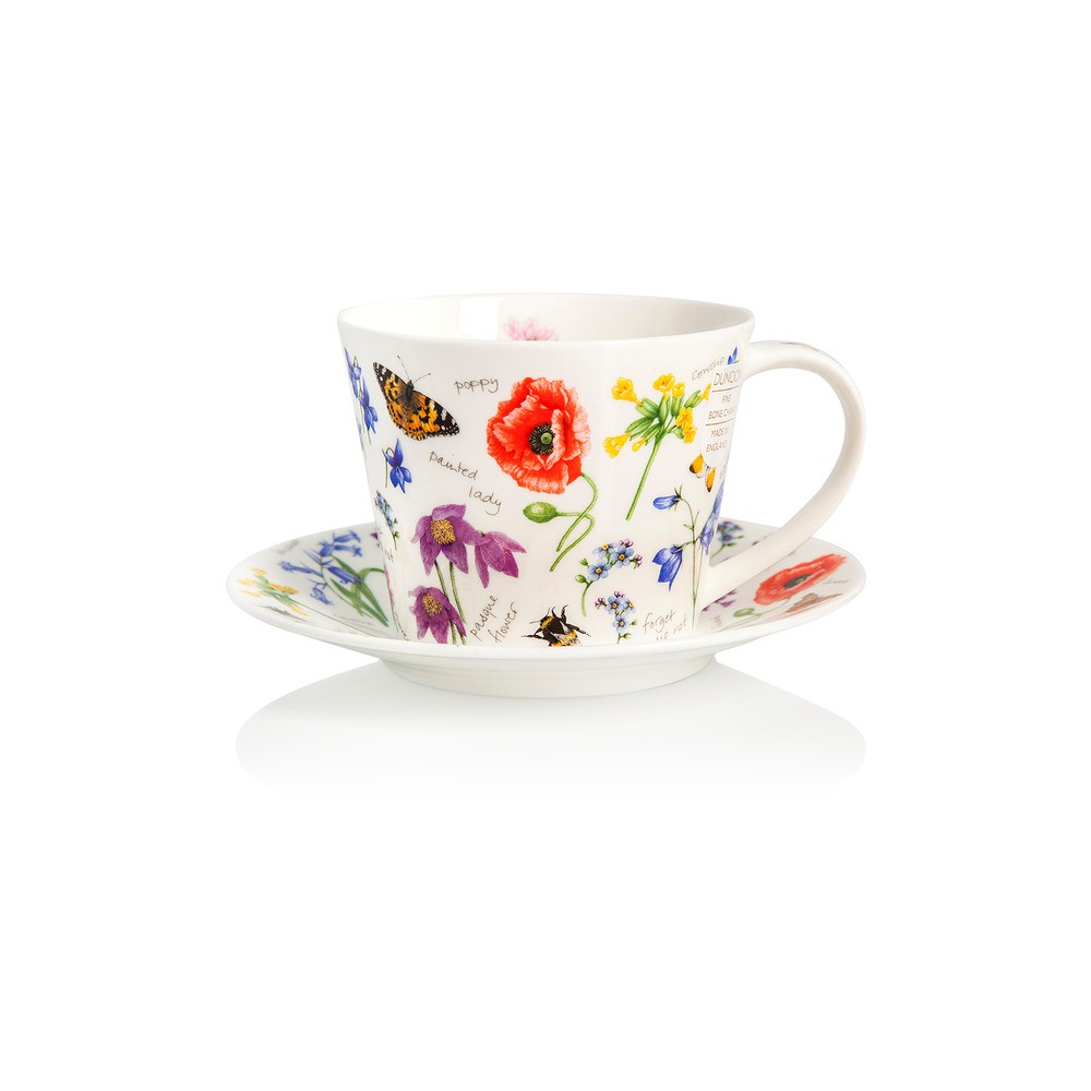 Чашка чайная с блюдцем Dunoon "Полевые цветы.Айлей" 350мл, Фарфор костяной, Dunoon, Великобритания