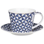 Чашка чайная с блюдцем Dunoon "Самарканд голубая.Айлей" 350мл, Фарфор костяной, Dunoon, Великобритания