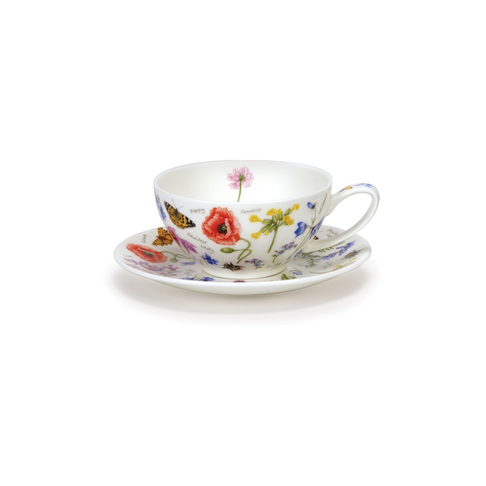 Чашка чайная с блюдцем Dunoon "Полевые цветы" 250мл, Фарфор костяной, Dunoon, Великобритания