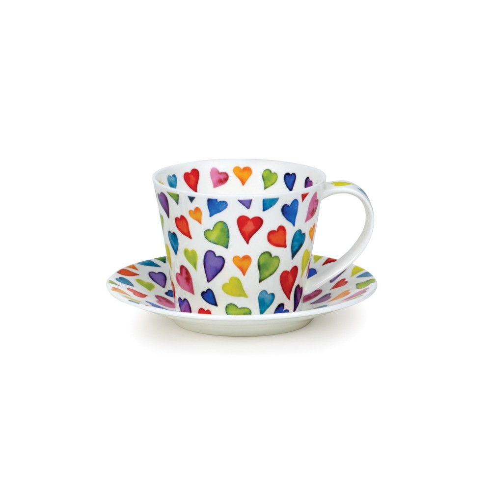 Чашка чайная с блюдцем Dunoon "Добрые сердца.Айлей" 350мл, Фарфор костяной, Dunoon, Великобритания
