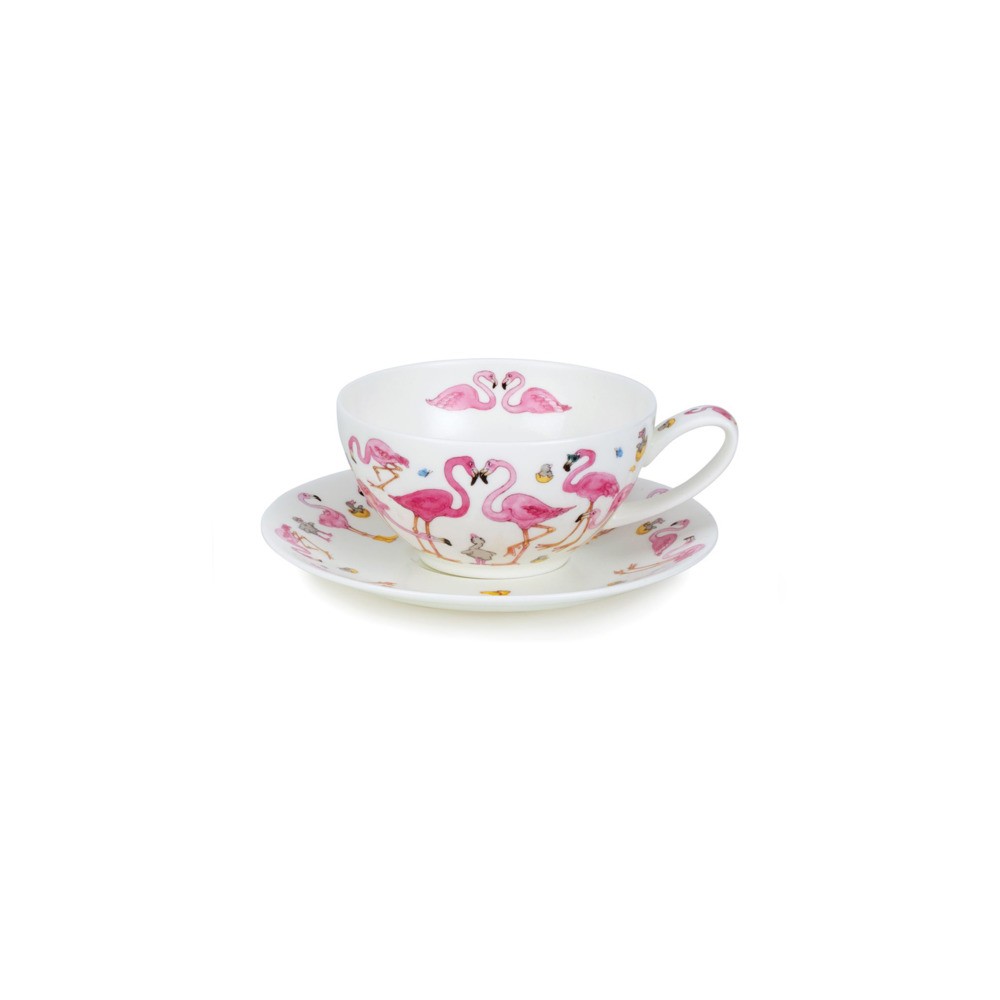 Чашка чайная с блюдцем Dunoon "Фламинго" 250мл, Фарфор костяной, Dunoon, Великобритания