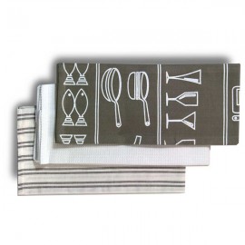 Набор из 3 полотенец кухонных 45х66см (серо-коричневые), Текстиль, Harman, США