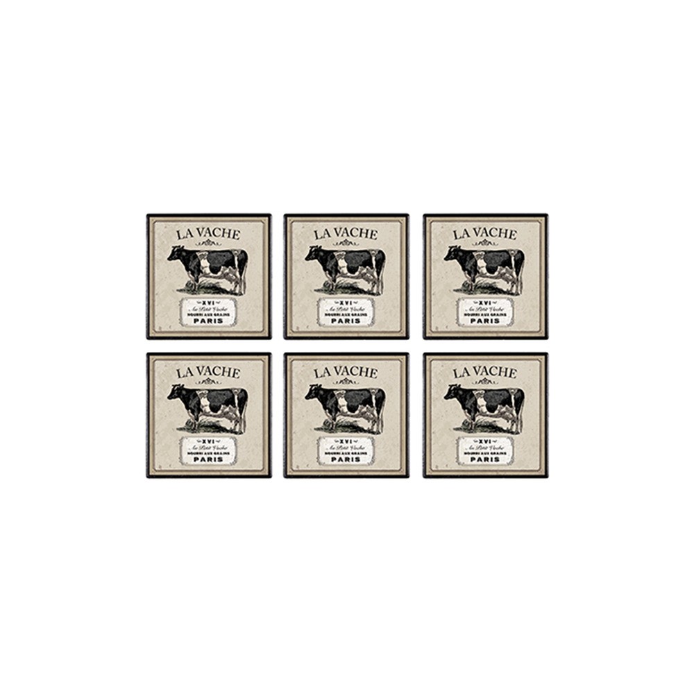 Набор из 6 подставок 10х10см коллекция "Ферма" (корова), Пробка, Harman, США