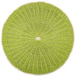 Салфетка подстановочная круглая 38см "Пальмовый лист", зеленый, ротанг/бумага, Harman, США