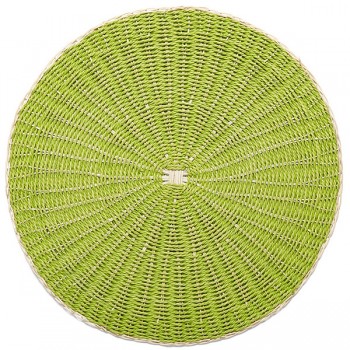 Салфетка подстановочная круглая 38см "Пальмовый лист", зеленый, ротанг/бумага, Harman, США