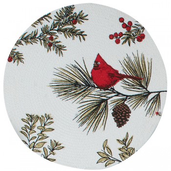 Салфетка подстановочная круглая 36см "Кардинал", Хлопок, KAY DEE DESIGNS, США