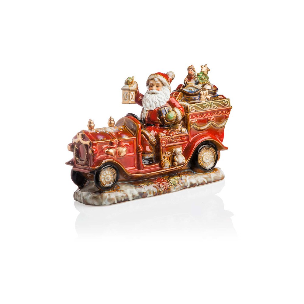 Фигурка 40см "Дед Мороз в автомобиле", Керамика, LAMART, Италия