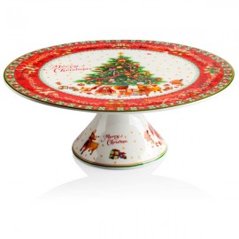 Блюдо на ножке 27см "Рождественская ель", Фарфор, LAMART, Италия