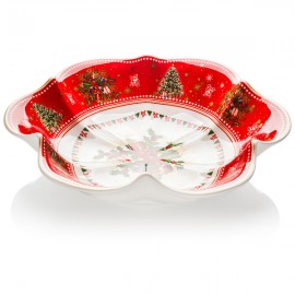 Блюдо 24см "Остролист" (красное), Фарфор, LAMART, Италия