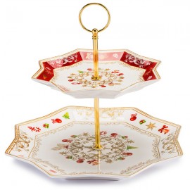 Блюдо двухярусное 24см "Особый вкус праздника", Фарфор, LAMART, Италия