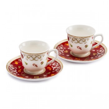 Набор из 2 чашек чайных с блюдцами 250мл "Особый вкус праздника" п/к, Фарфор, LAMART, Италия