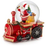 Фигурка 21см "Музыкальный шар. Дед Мороз на поезде", Полирезина, LAMART, Италия