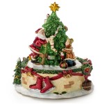 Фигурка 16см  "Дед Мороз наряжает елку" (вращающаяся), Полирезина, LAMART, Италия