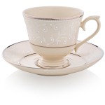 Чашка чайно-кофейная с блюдцем 180мл "Чистый жемчуг", Фарфор, Lenox, США
