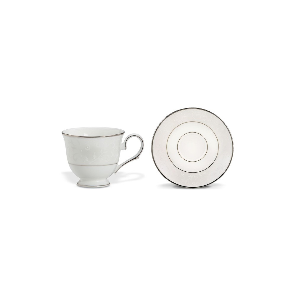 Чашка чайная с блюдцем 180мл "Чистый опал", Фарфор костяной, Lenox, США