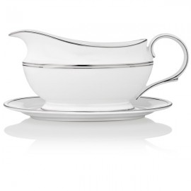 Соусник с подставкой 470мл "Федеральный, платиновый кант", Фарфор, Lenox, США