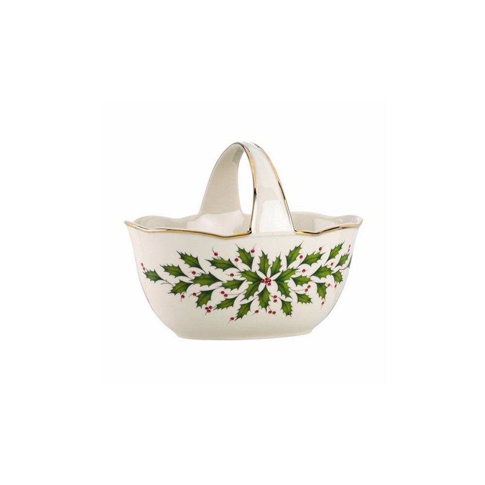 Корзинка с ручкой 18см "Новогодние праздники", Фарфор, Lenox, США