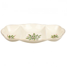 Блюдо для закусок трехсекционное "Новогодние праздники", Фарфор, Lenox, США