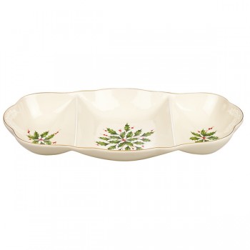 Блюдо для закусок трехсекционное "Новогодние праздники", Фарфор, Lenox, США