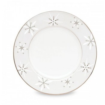 Тарелка акцентная 24,5см "Федеральный, платиновый кант" (снежинки), Фарфор, Lenox, США