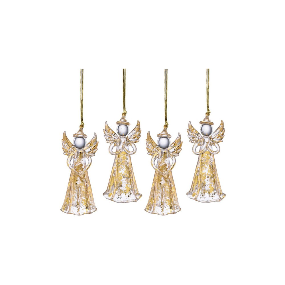 Набор из 4 новогодних украшений 4см "Золотые ангелы", Фарфор, Lenox, США