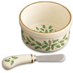Чаша для паштета с ножом 14см "Новогодние праздники", Фарфор, Lenox, США