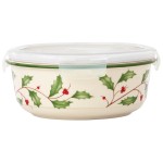 Контейнер для хранения с крышкой 15см "Новогодние праздники", Фарфор, Lenox, США