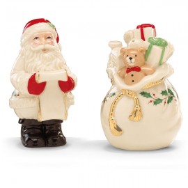 Набор из солонки и перечницы 4см "Дед Мороз с мешком", Фарфор, Lenox, США