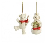 Набор из 2 новогодних украшений 8см "Снеговик и Медвежонок", Фарфор, Lenox, США