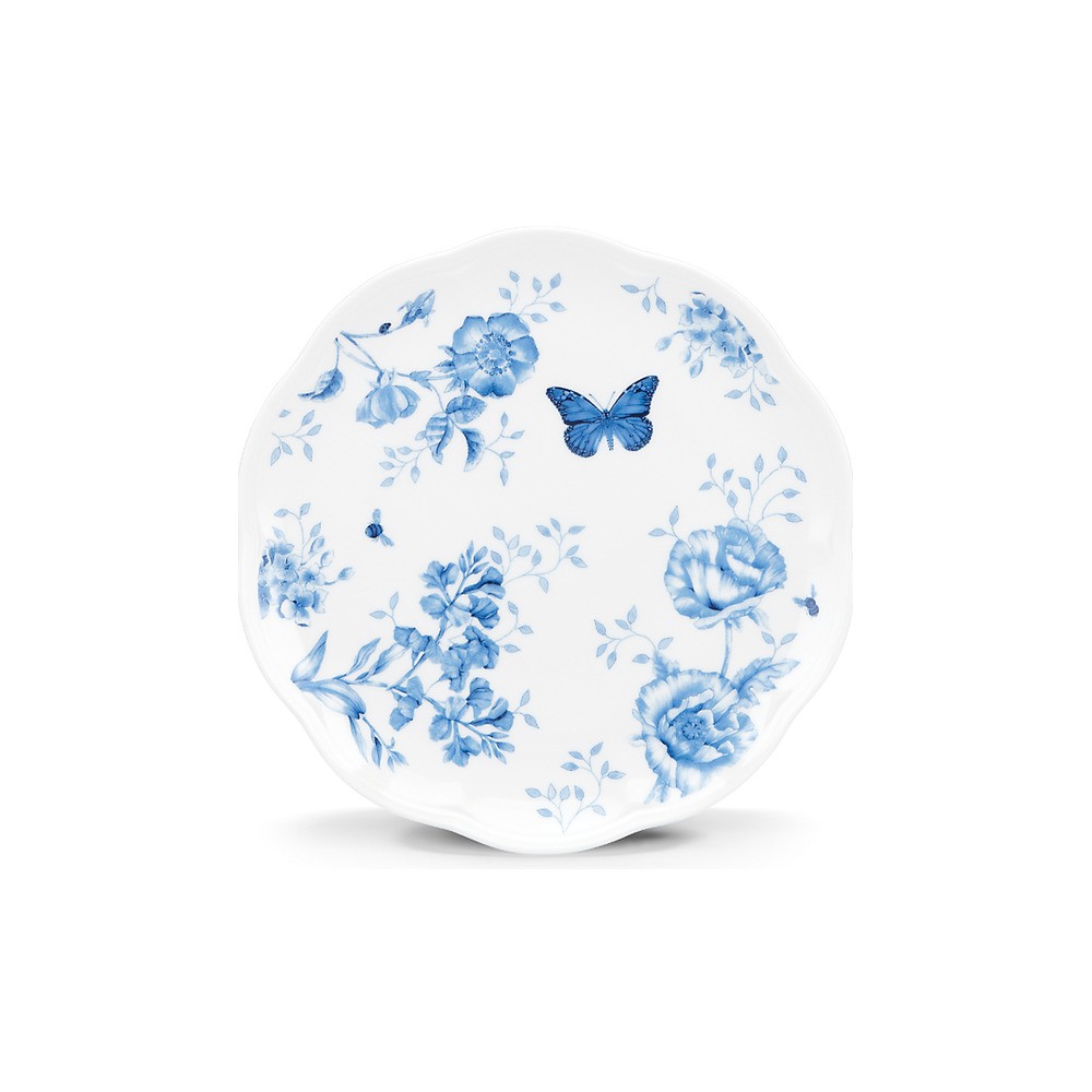 Тарелка акцентная 23см "Бабочки на лугу" (синяя), Фарфор, Lenox, США