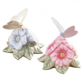 Набор из солонки и перечницы 9см "Бабочки на лугу" (бабочки), Фарфор, Lenox, США