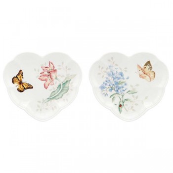 Набор из 2 блюд-сердце 15см "Бабочки на лугу", Фарфор, Lenox, США
