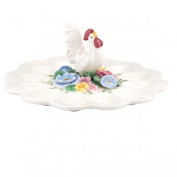 Блюдо для яиц 30см "Бабочки на лугу" "Петух", Фарфор, Lenox, США