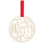 Украшение новогоднее, медальон 6см "Счастье", Фарфор, Lenox, США