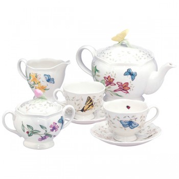 Сервиз чайный 6/22 "Бабочки на лугу", Фарфор, Lenox, США