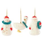 Набор из 3 новогодних украшений "Дед Мороз, Снеговик, Гусь", Фарфор, Lenox, США