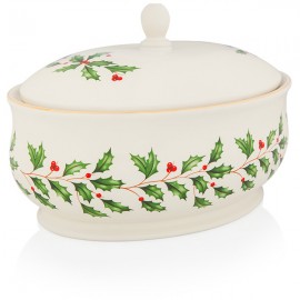 Блюдо для горячего с крышкой 24см "Ноговодние праздники", Фарфор, Lenox, США