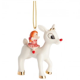Украшение новогоднее "Олень Рудольф с девочкой", Фарфор, Lenox, США