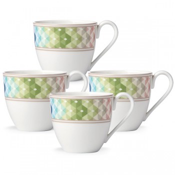 Набор из 4 кружек 300мл "Праздник 365" (зеленый,синий), Фарфор, Lenox, США