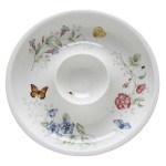 Блюдо с чашей для соуса Lenox "Бабочки на лугу" 30см, Фарфор, Lenox, США