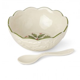Салатник индивидуальный с ложкой Lenox "Новогодние праздники" 15см, Фарфор, Lenox, США