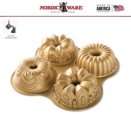 QUARTET Форма для выпечки, объем 2 л, литой алюминий, серия Premier Gold Collection, Nordic Ware, США