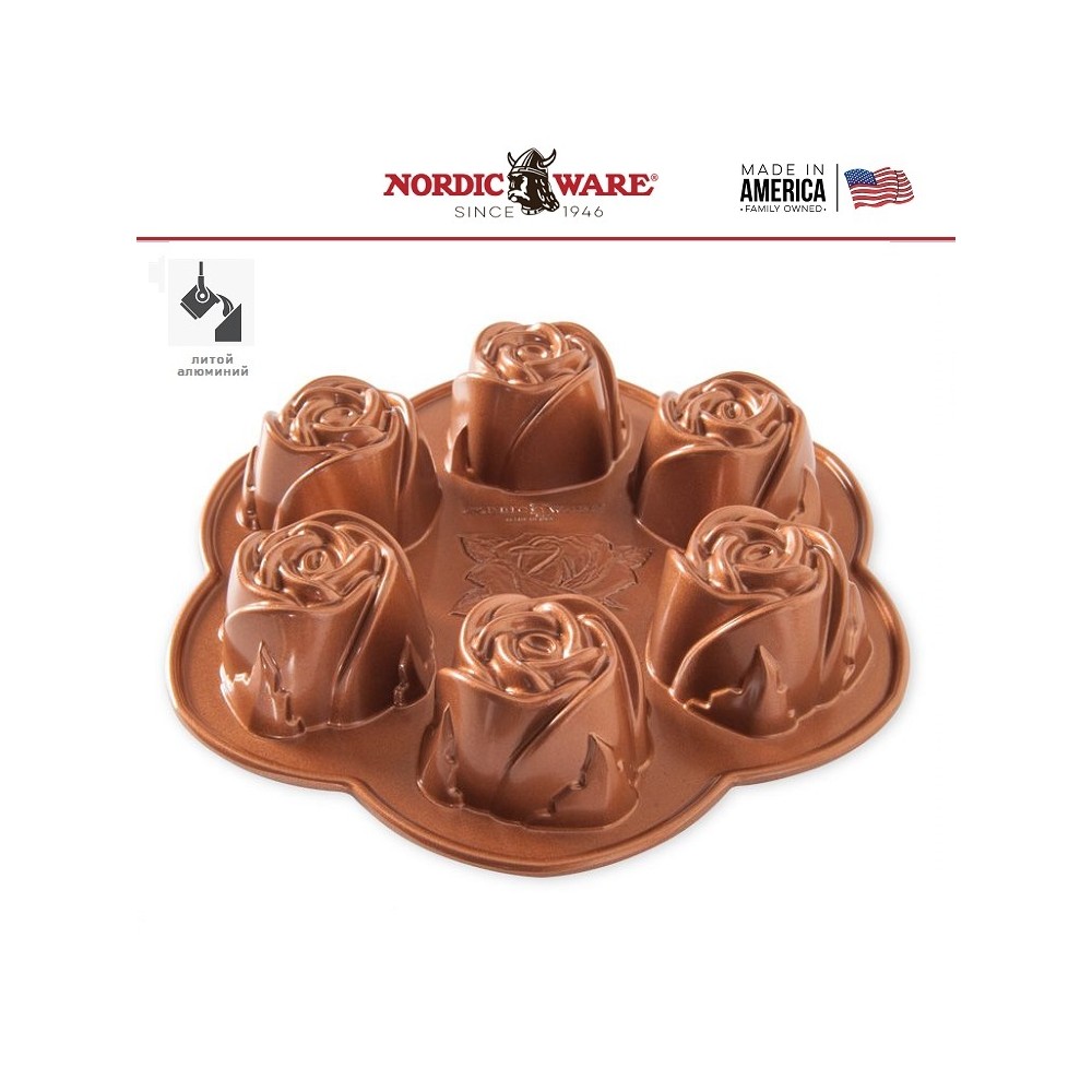 ROSE Форма для выпечки, объем 0.5 л, литой алюминий, Nordic Ware, США