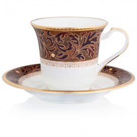 Чашка чайная с блюдцем 200мл "Ксавьер, золотой кант", Фарфор костяной, Noritake, Япония