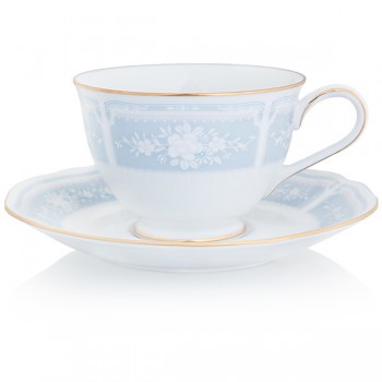 Набор из 2 чашек чайных с блюдцами 240мл "Цветы гревиллеи" (голубой,золотая отводка), Фарфор костяной, Noritake, Япония