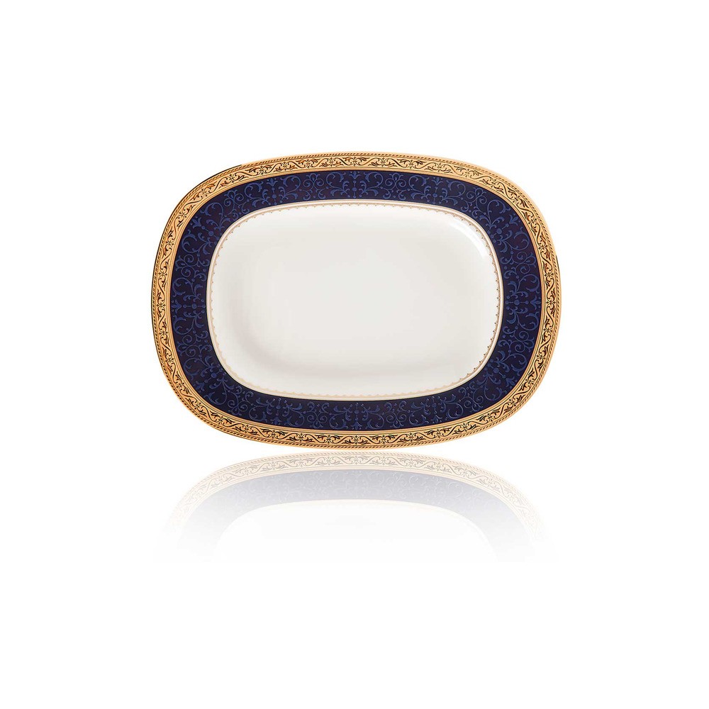 Селедочница 20,5см "Одесса Кобальт, золотой кант", Фарфор костяной, Noritake, Япония