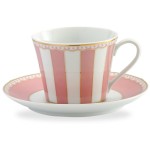 Чашка чайная с блюдцем 240мл "Карнавал" (розовая полоска) п/к, Фарфор, Noritake, Япония