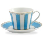 Чашка чайная с блюдцем 240мл "Карнавал" (голубая полоска) п/к, Фарфор, Noritake, Япония