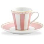 Чашка кофейная с блюдцем 90мл "Карнавал" (розовая полоска) п/к, Фарфор, Noritake, Япония